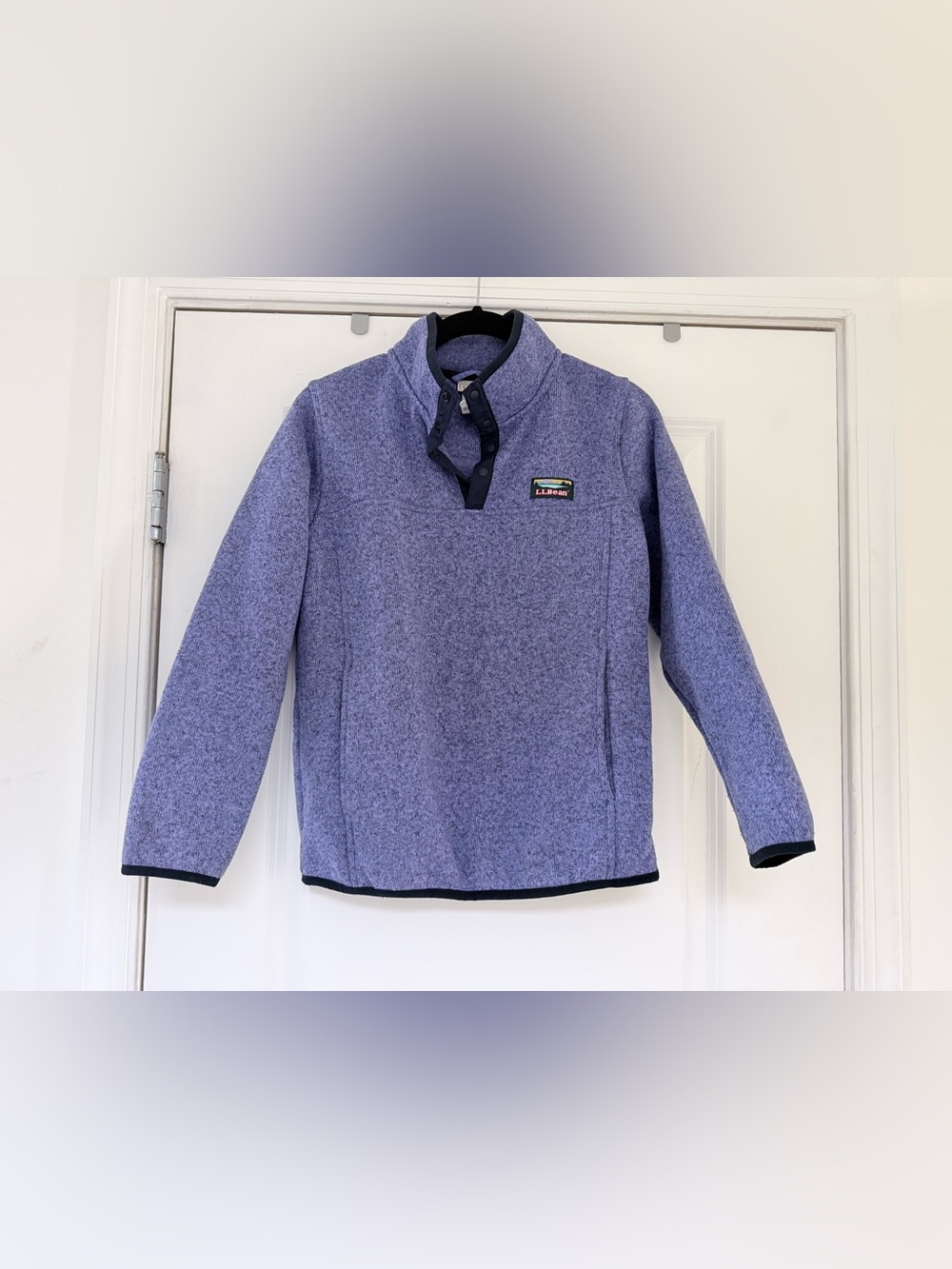 LL Bean Purple Girls Knit Sweater Quarter Snap | Kids M (10-12) | EUC